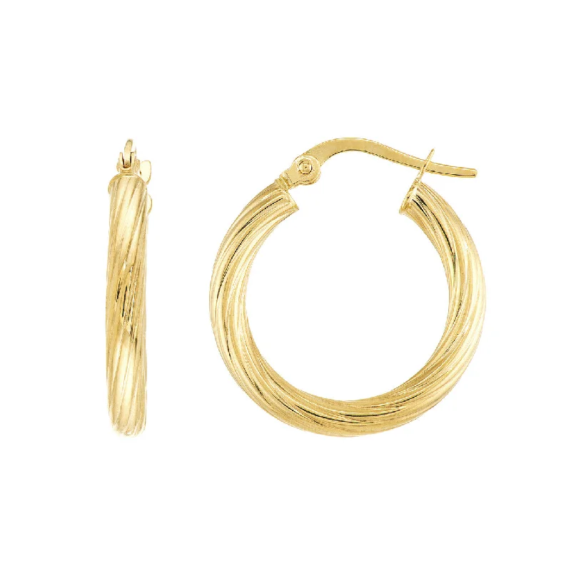 Short Drop Earrings for Subtle -Fluted Spiral Tube Hoop Earrings