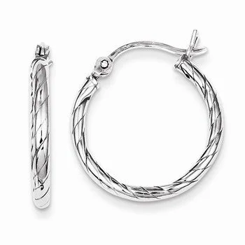 Drop Earrings for Graduation Day -Sterling Silver Twisted 20mm Hoop Earrings