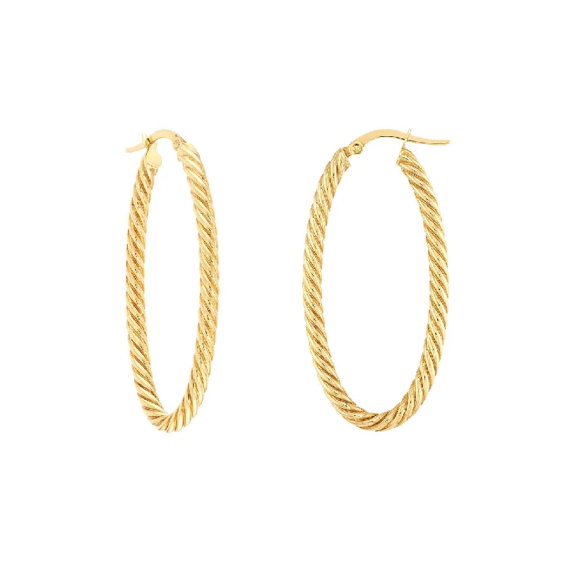 Geometric Drop Earrings for Trend -Oval Rope Twist Hoop Earrings