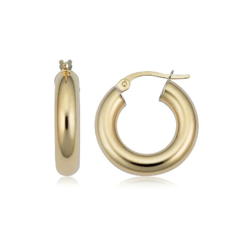 Drop Earrings with Symbolic Elements -Joelle Gold Earrings 14K Yellow Gold 4x10 MM