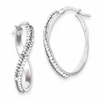 Leverback Drop Earrings for Comfort -Sterling Silver Stellux Crystal Twisted Hoop Earrings