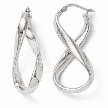 Drop Earrings with Filigree Work -Sterling Silver Polished Twisted Hoop Earrings