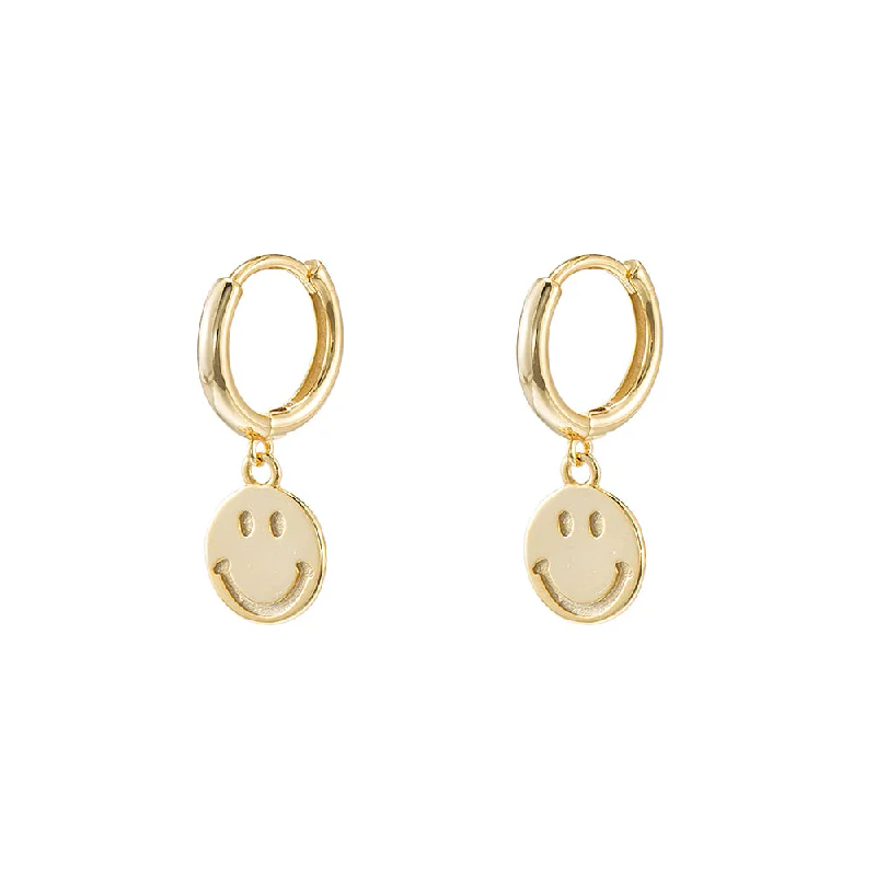 Drop Earrings for Bridesmaids Look -Smiley Face Huggie Earrings