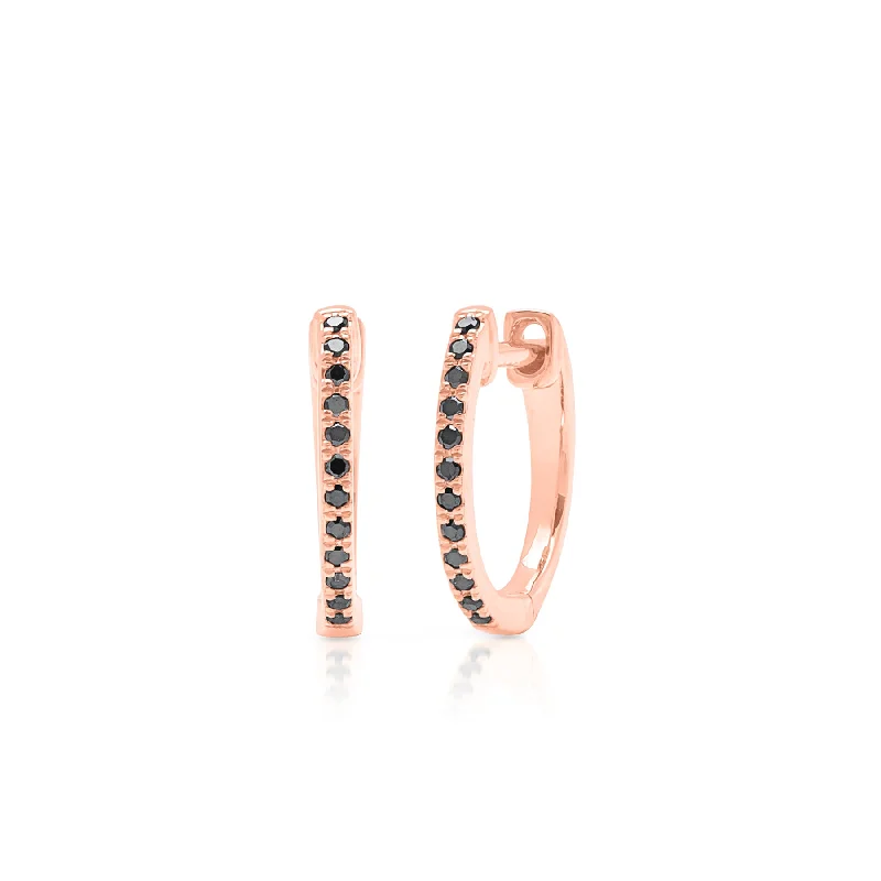 Best hoop earrings with floral designs for a feminine and delicate look-14KT Rose Gold Black Diamond Zoe Huggie Earrings