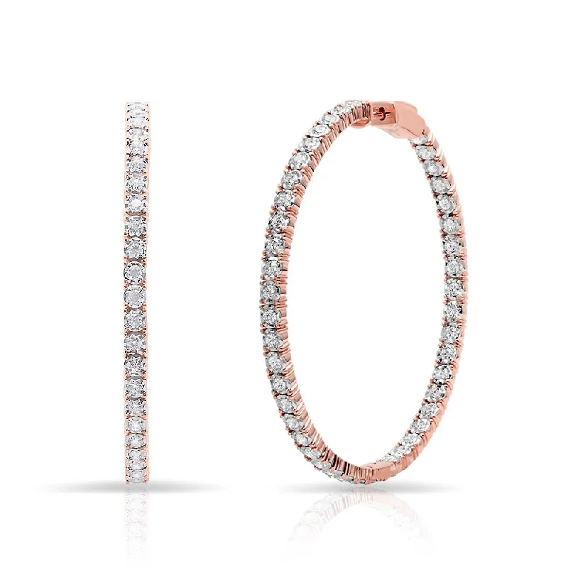 Best hoop earrings with twisted rope designs for a nautical-inspired style-14KT Rose Gold Diamond Large Bella Hoop Earrings