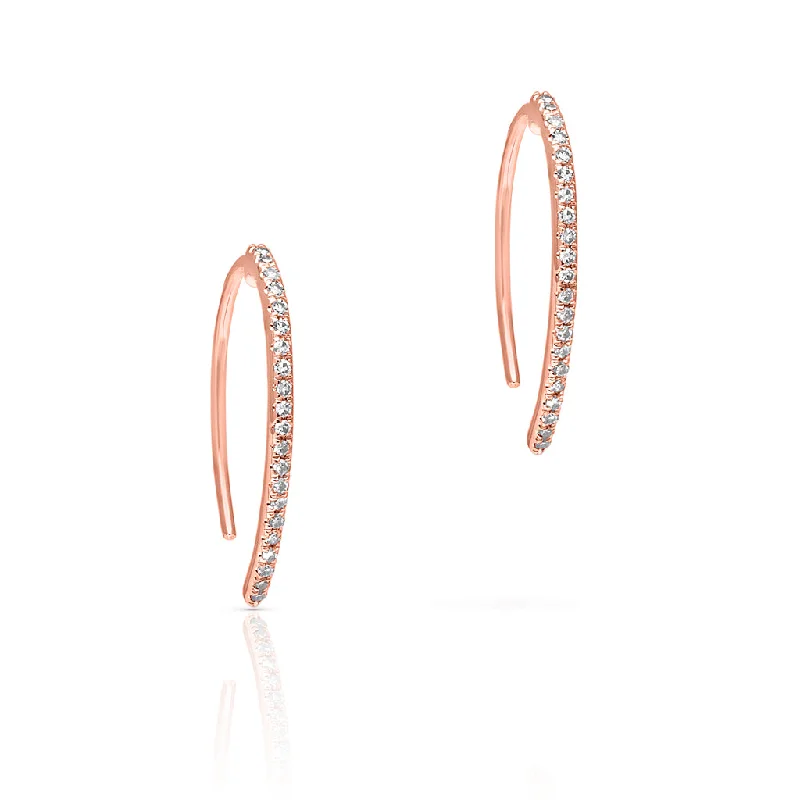 Best hoop earrings with hammered gold for a rustic yet elegant look-14KT Rose Gold Diamond Lash Wishbone Earrings