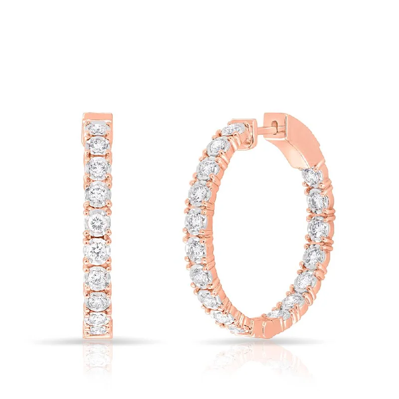 Best hoop earrings with butterfly motifs for a playful and whimsical appearance-14KT Rose Gold Diamond Small Bella Hoop Earrings