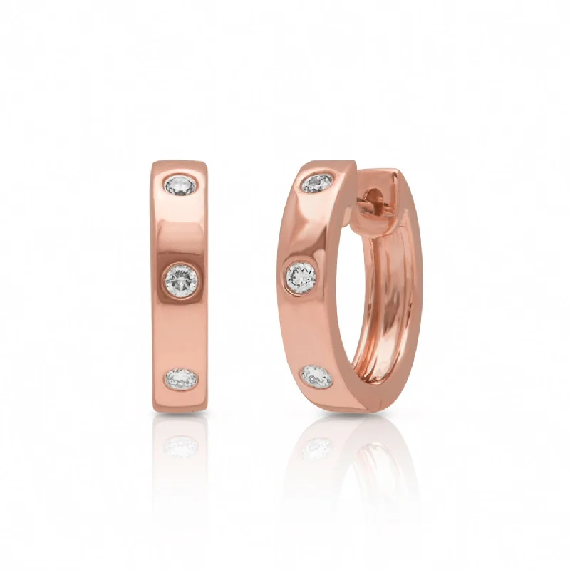 Best hoop earrings with snake chain details for a sleek and modern touch-14KT Rose Gold Diamond Sparkle Huggie Earrings