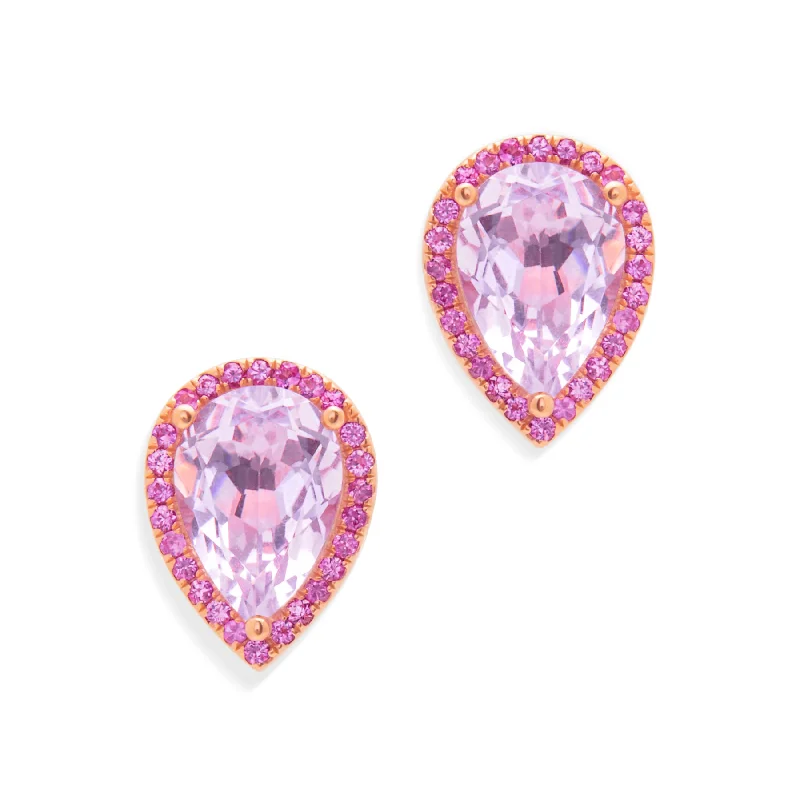 Best hoop earrings with enamel details for a colorful and modern look-14KT Rose Gold Pink Amethyst Pink Sapphire Sophie Earrings