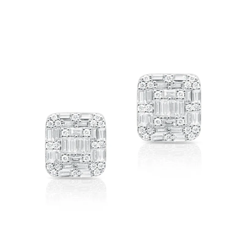 Hoop earrings with open designs for a modern, lighthearted vibe-14KT White Gold Baguette Diamond Nina Earrings