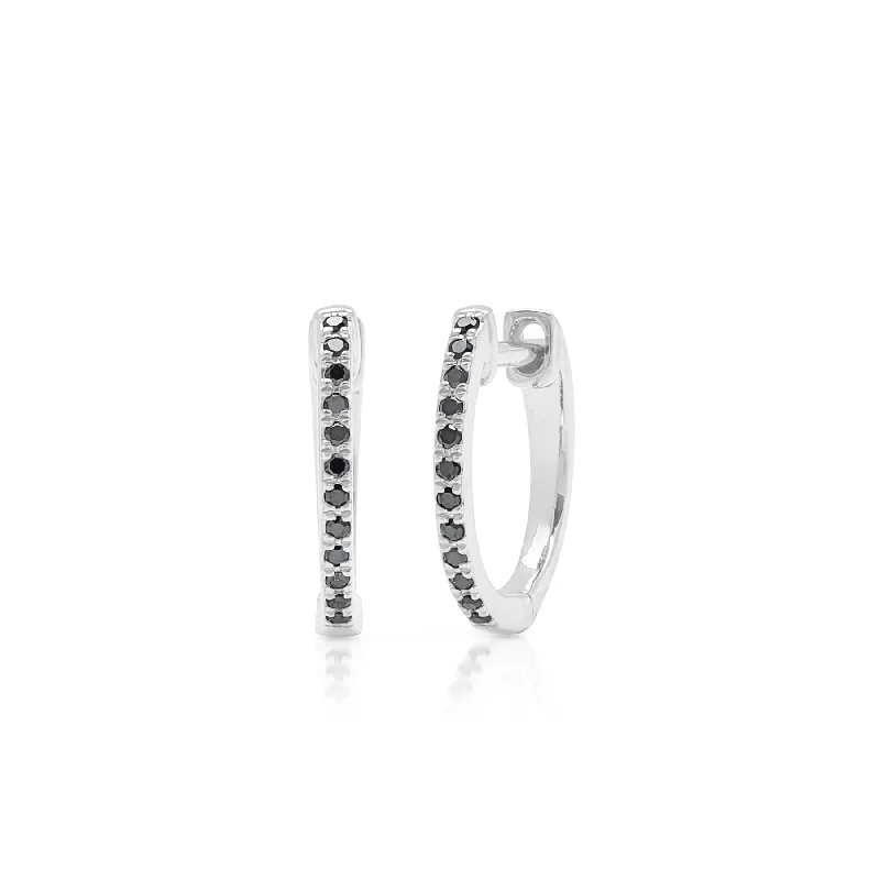 Hoop earrings with rhinestone-studded rims for a glamorous touch-14KT White Gold Black Diamond Zoe Huggie Earrings