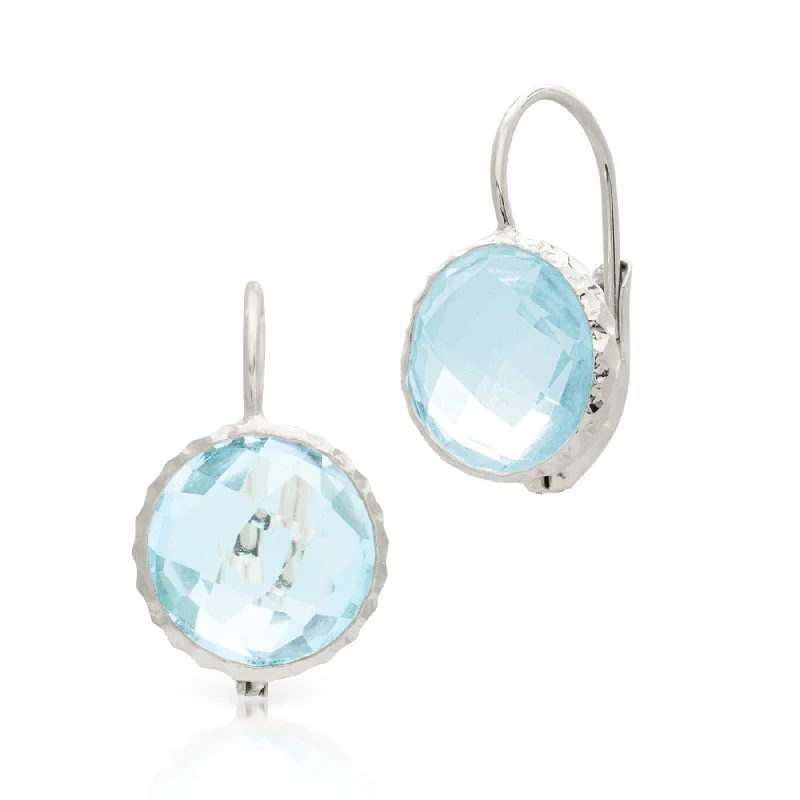 Hoop earrings with floral motifs for a feminine and nature-inspired look-14KT White Gold Blue Topaz Earrings