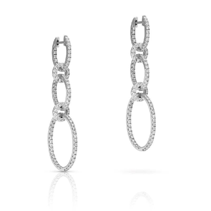 Hoop earrings with removable pendants for a versatile and customizable accessory-14KT White Gold Diamond Chain Link Earrings