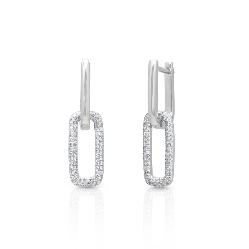 Hoop earrings with diamond-cut surfaces for added sparkle and shine-14KT White Gold Diamond Double Link Bianca Earrings