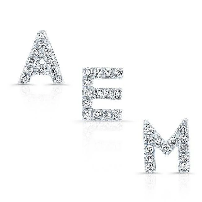 Hoop earrings with heart-shaped frames for a romantic and feminine look-14KT White Gold Diamond Initial Stud Earring