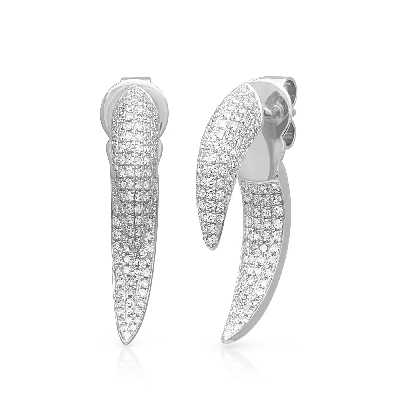 Best hoop earrings with gemstone accents for a colorful and elegant appearance-14KT White Gold Diamond Sabre Earrings