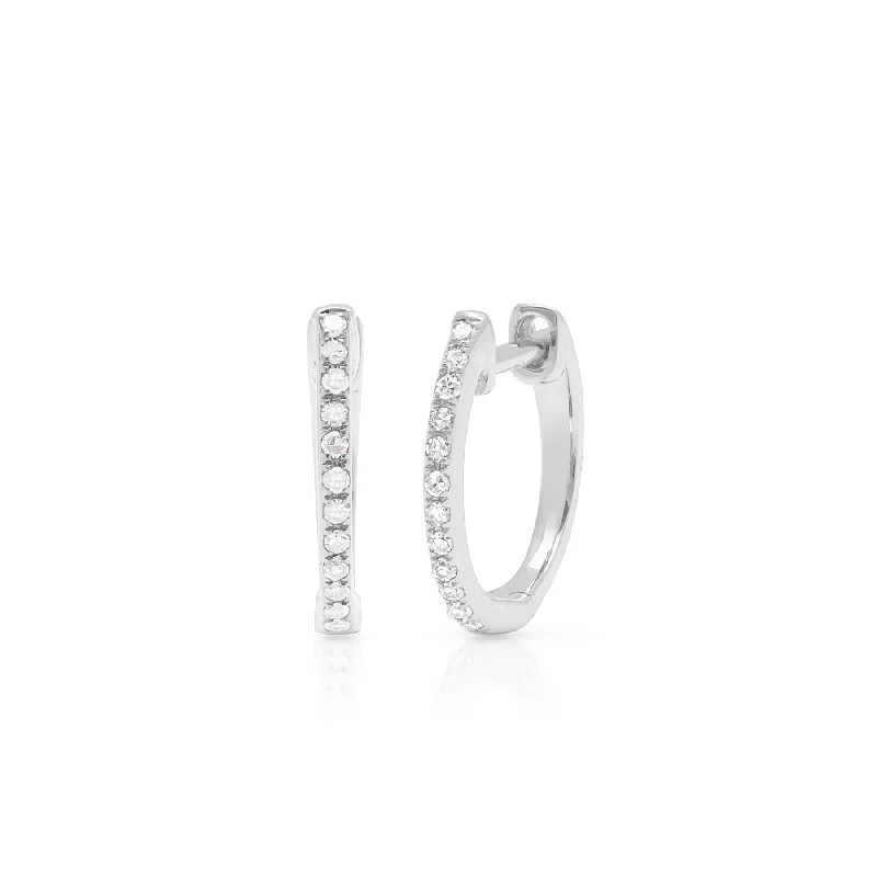 Best hoop earrings with vintage coins for a retro, antique-inspired style-14KT White Gold Diamond Zoe Huggie Earrings