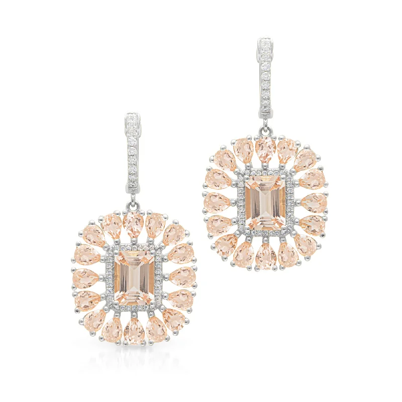 Hoop earrings with a matte black finish for a sleek, edgy vibe-14KT White Gold Morganite Diamond Amabel Earrings