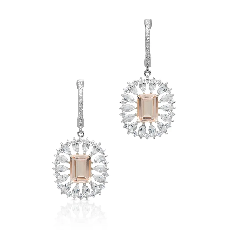 Best hoop earrings with minimal embellishments for a sleek and modern look-14KT White Gold Morganite Topaz Diamond Giselle Earrings