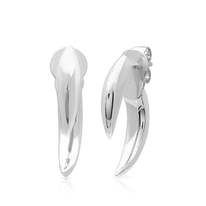 Best hoop earrings with intricate beaded details for a textured, stylish appearance-14KT White Gold Sabre Earrings