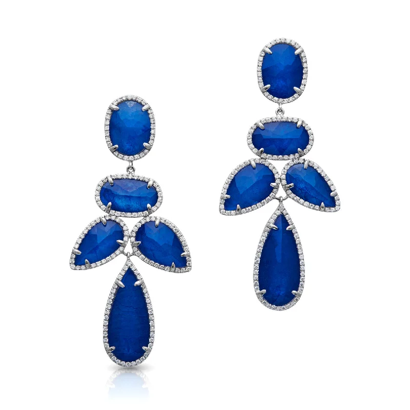 Best hoop earrings with minimal embellishments for a sleek and modern look-14KT White Gold Sapphire Triplet Diamond Bellissima Chandelier Earrings