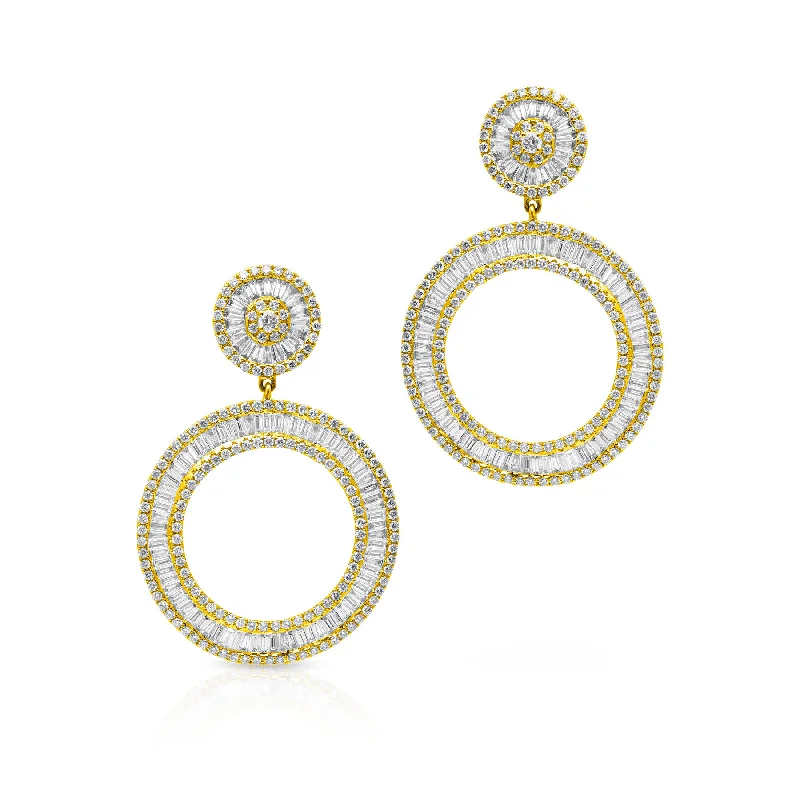 Best hoop earrings with baroque pearls for a luxurious and elegant vibe-14KT Yellow Gold Baguette Diamond Chandara Earrings