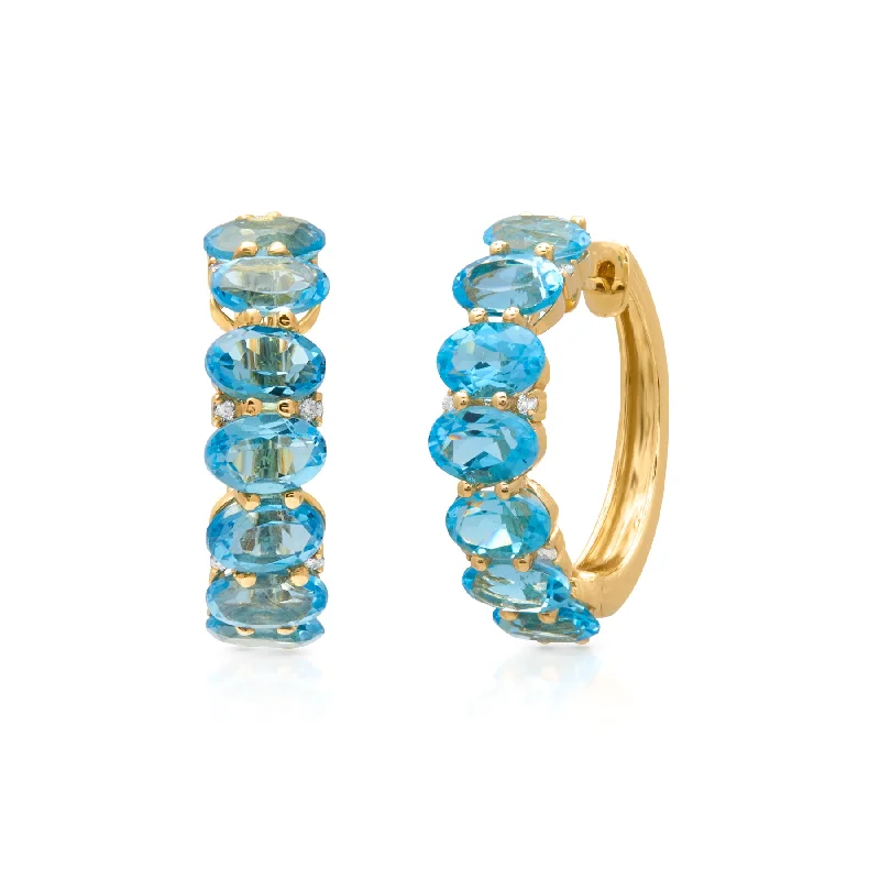 Best hoop earrings with gold-plated finishes for an affordable luxury vibe-14KT Yellow Gold Blue Topaz Diamond Ameka Earrings