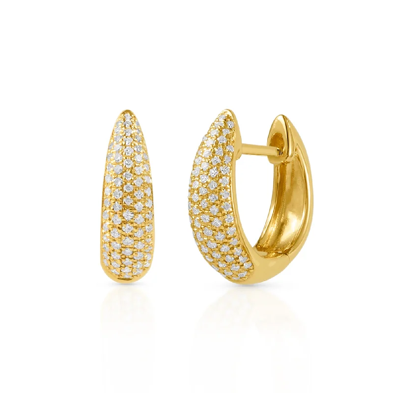 Stylish hoop earrings with diamond accents for an elegant and sparkling effect-14KT Yellow Gold Diamond Gwyneth Huggie Earrings