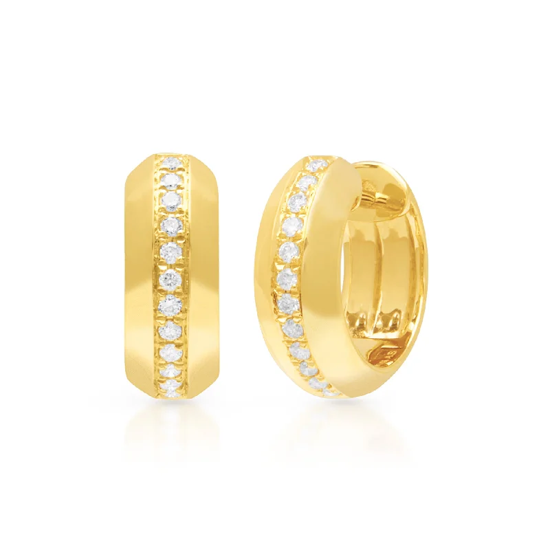 Best hoop earrings with vintage rhinestone embellishments for a retro-glam effect-14KT Yellow Gold Diamond Huggie Earrings