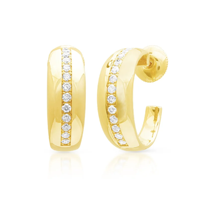 Best hoop earrings with asymmetrical designs for a fashion-forward, avant-garde look-14KT Yellow Gold Diamond Madison Hoop Earrings