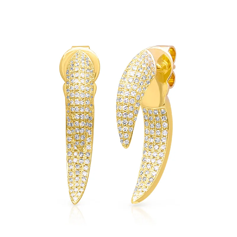 Large hoop earrings for a bold and statement-making fashion accessory-14KT Yellow Gold Diamond Sabre Earrings