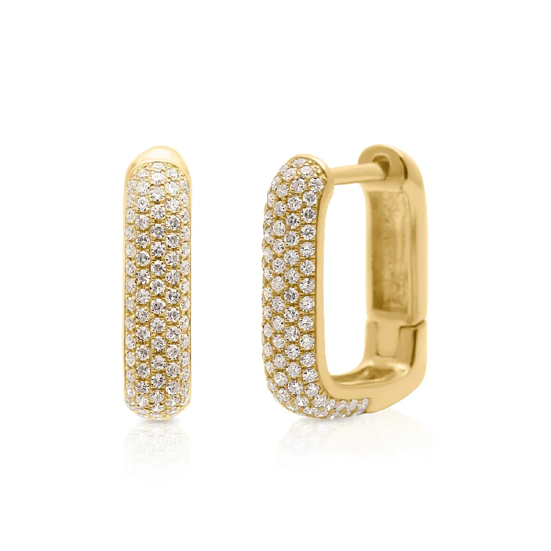 Hoop earrings with snake print designs for an edgy, wild appearance-14KT Yellow Gold Diamond Sybilla Huggie Earrings