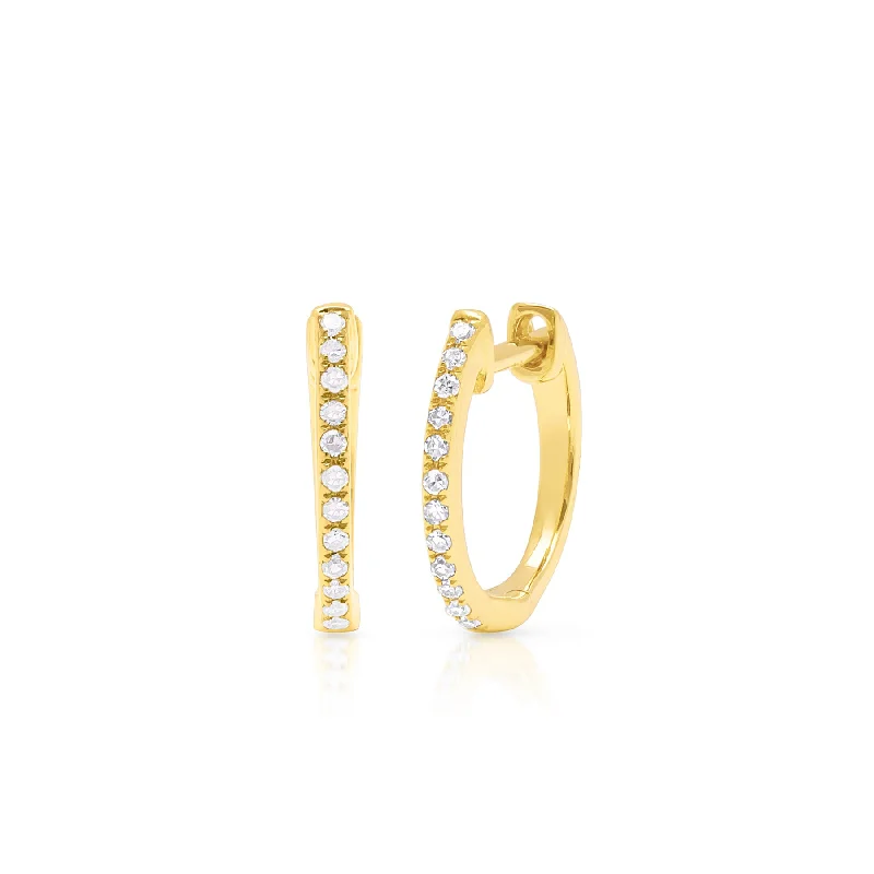 Best hoop earrings with braided leather for a rustic, stylish finish-14KT Yellow Gold Diamond Zoe Huggie Earrings