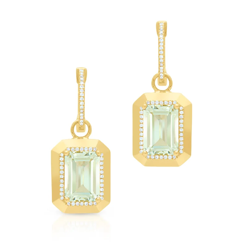 Hoop earrings with removable pendants for a versatile and customizable accessory-14KT Yellow Gold Green Amethyst Diamond Marabel Earrings