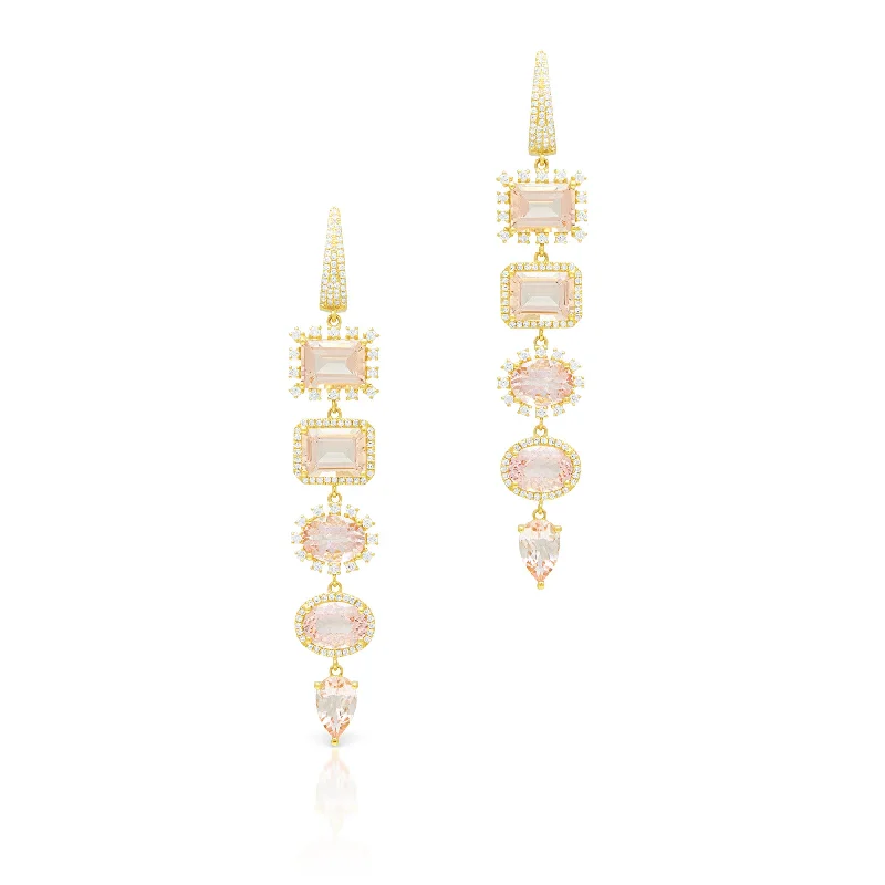 Hoop earrings with oversized designs for a bold, fashion-forward statement-14KT Yellow Gold Morganite Diamond Florentina Earrings