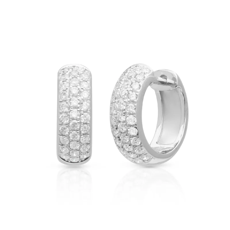 Hoop earrings with luxe velvet finishes for a rich and luxurious touch-18KT White Gold Diamond Luxe Brooklyn Huggie Earrings