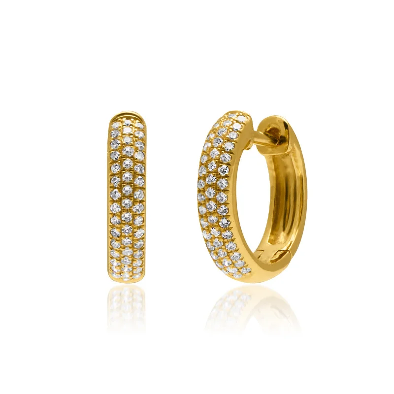 Hoop earrings with abstract wirework for an artistic, unique look-18KT Yellow Gold Diamond Brooklyn Huggie Earrings