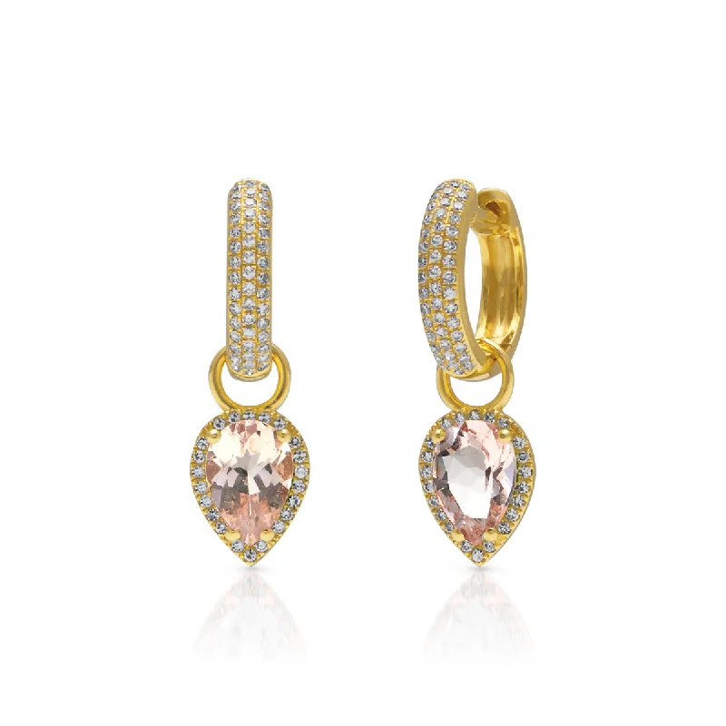 Hoop earrings with diamond-cut surfaces for added sparkle and shine-18KT Yellow Gold Morganite Diamond Brooklyn Earrings