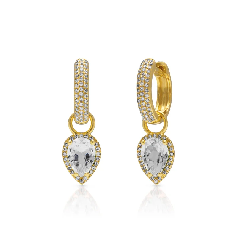 Hoop earrings with leather accents for a sleek and bold combination-18KT Yellow Gold White Topaz Diamond Brooklyn Earrings