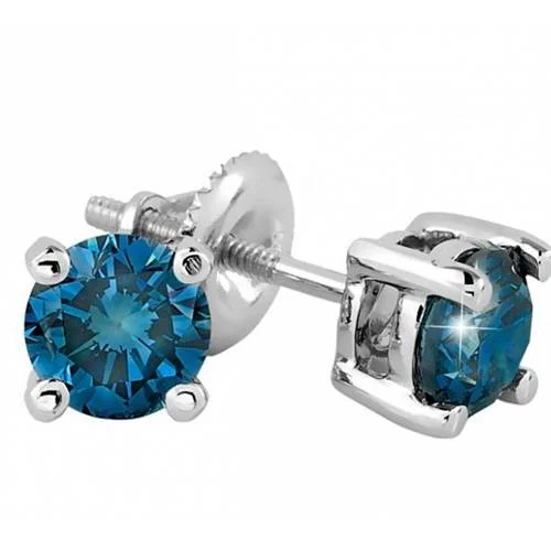 Best hoop earrings with satin ribbons for a soft, feminine appearance-2 1/10ct Blue Diamond Studs 14K White Gold