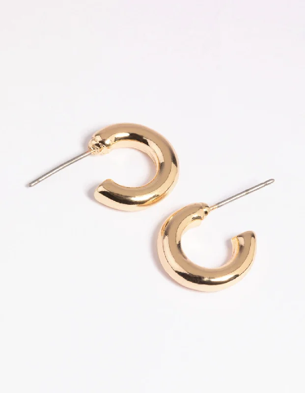 Hoop earrings with gold accents for a warm, elegant statement piece-Gold Mini Huggie Hoop Earrings