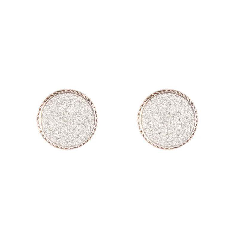 Best hoop earrings with cubic zirconia for a budget-friendly, dazzling look-Silver Glitter Inlay Disc Earrings