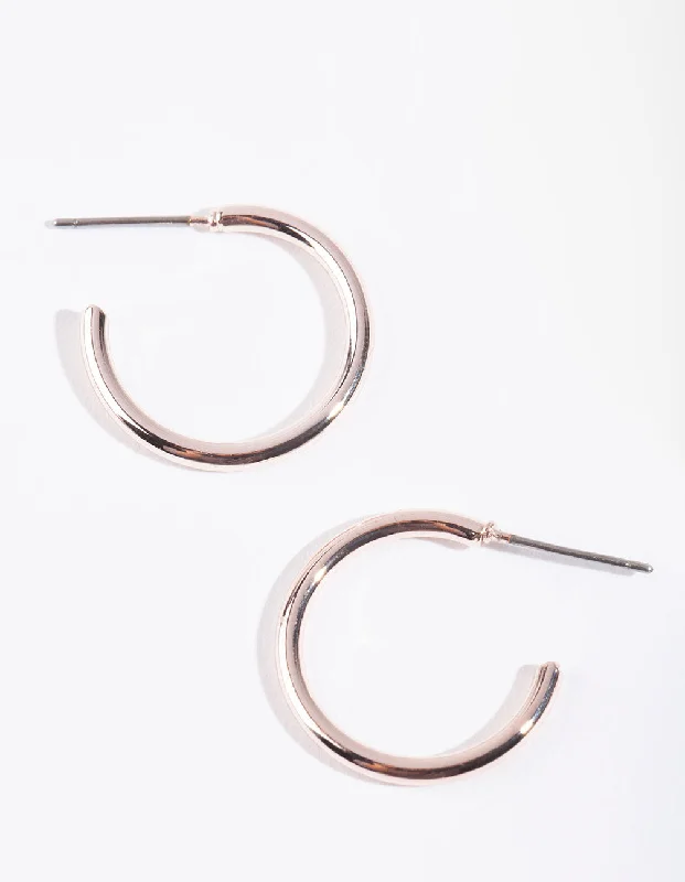 Medium hoop earrings for an everyday look with the perfect balance of style-Rose Gold Mini Plain Hoop Earrings