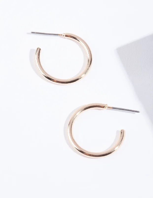 Best hoop earrings with angel wing accents for a spiritual and meaningful design-Gold Small Plain Hoop Earrings