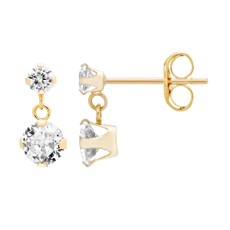 Best hoop earrings with geometric pendants for a modern, chic appeal-A&M 14k Gold Cubic Zirconia Dangle Earrings