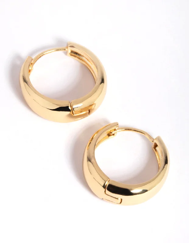 Medium hoop earrings for an everyday look with the perfect balance of style-Gold Medium Tube Huggie Earrings