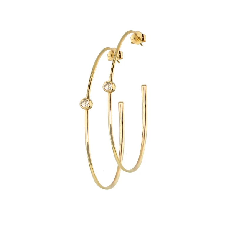 Classic hoop earrings with a thin profile for a sleek and subtle style-Aisha Diamond Hoops