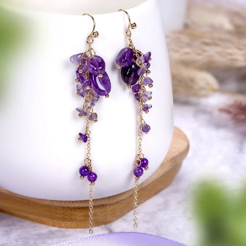 Hoop earrings with faceted crystals for added sparkle and shine-Amethyst Purple Earrings