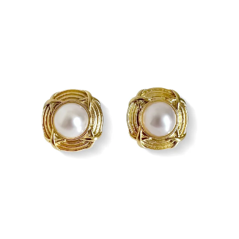 Hoop earrings with polished metal for a shiny and high-quality finish-Chunky Pearl 18K Gold Plated Earrings