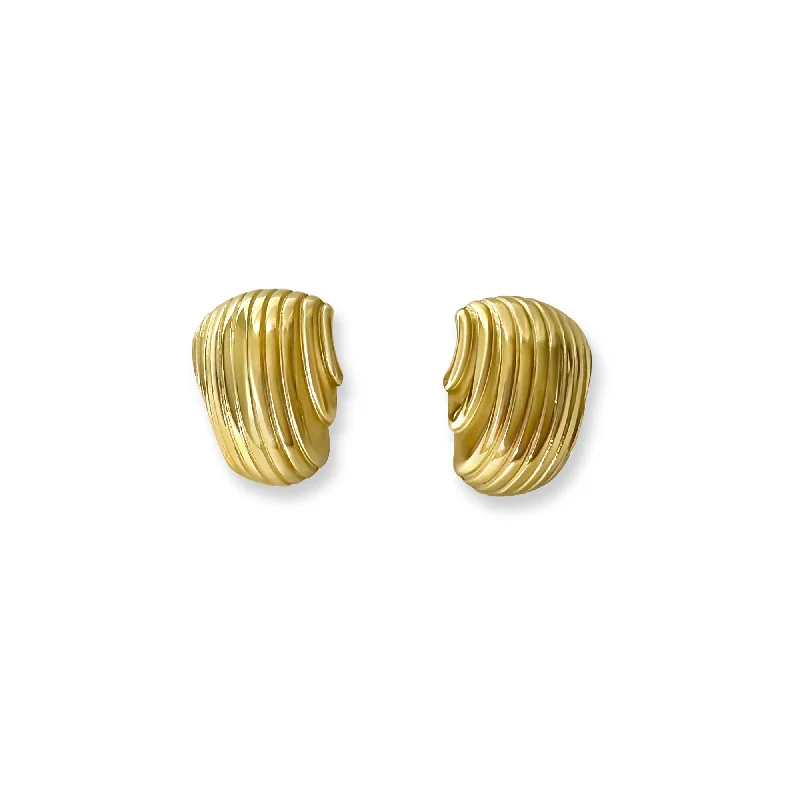 Best hoop earrings with hammered gold for a rustic yet elegant look-Chunky Ridge 18K Gold Plated Earrings